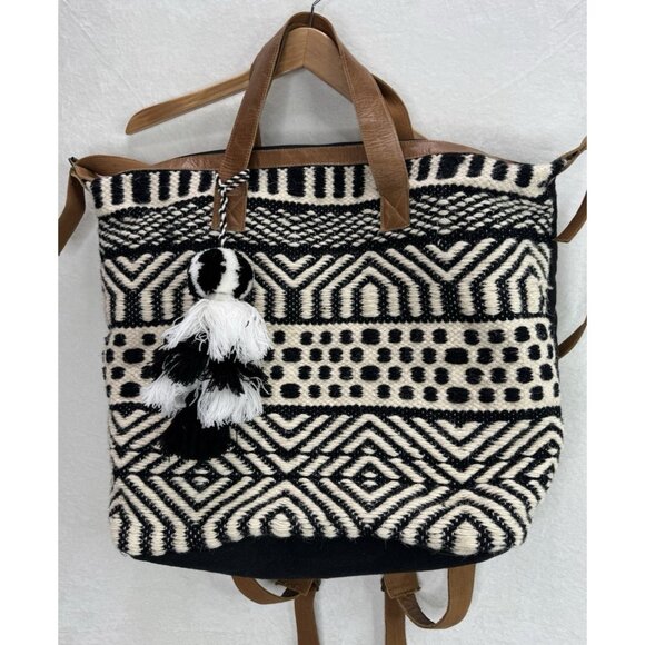 Stanley Street The Stanley Weekender Bag Black & White Tan Leather - Picture 1 of 15